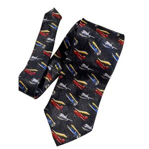 100% Silk Navy Airplane Novelty Tie Boy's 50 inch Length Brand New